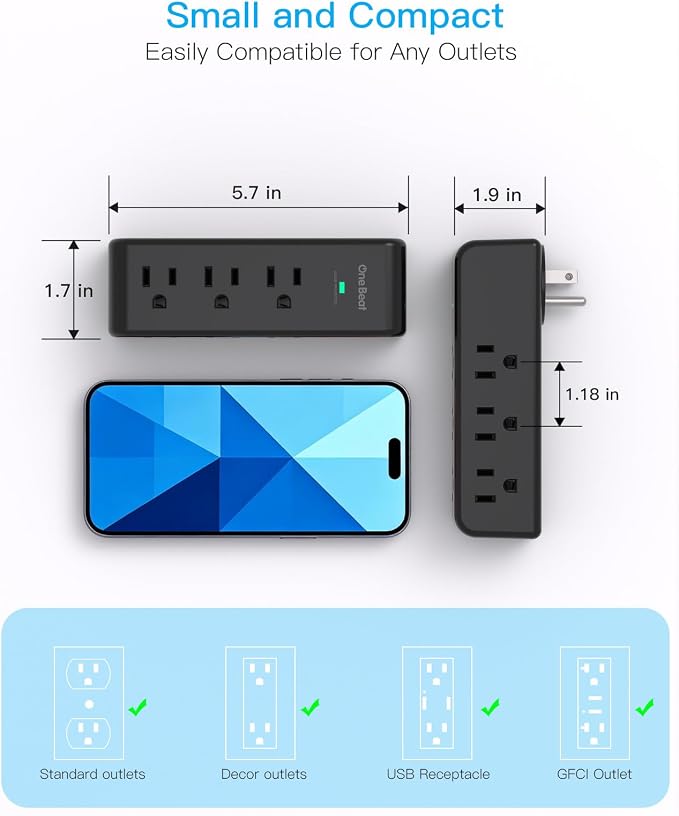 Surge Protector Outlet Extender, 9 AC Multi Outlet Wall Plug - Image 6