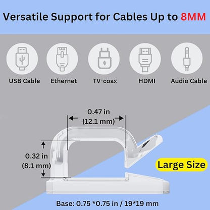 100 PCS 3/4” Adhesive Cable Wire Clips Clear, Cable Staples Outdoor Christmas - Image 3
