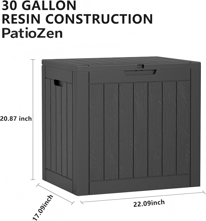 30 Gallon Resin Deck Box, Lockable Outdoor Storage Box - Image 2