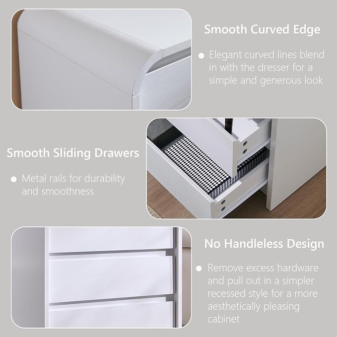 25" Tall Modern Nightstand Set of 2, 23.6" Wide Wood Bedside Table - Image 6