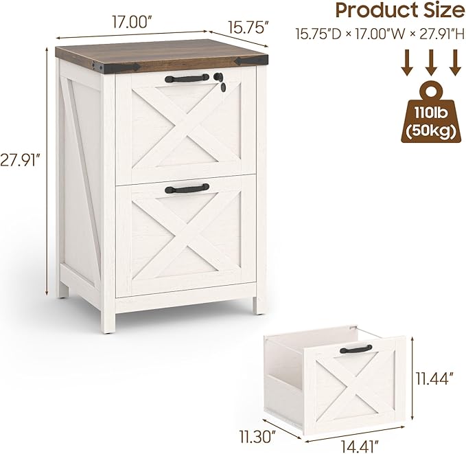 Farmhouse 2 Drawers File Cabinet - Image 3