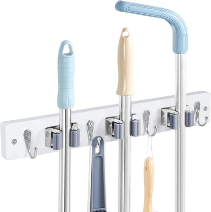 White Broom Holder Wall Mount by Unknown