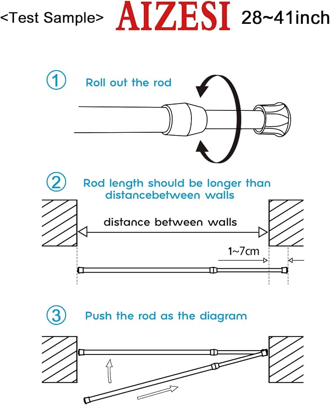 AIZESI Spring Tension Curtain Rods Short Tension Rod | Adjustable, No Drilling - Image 7