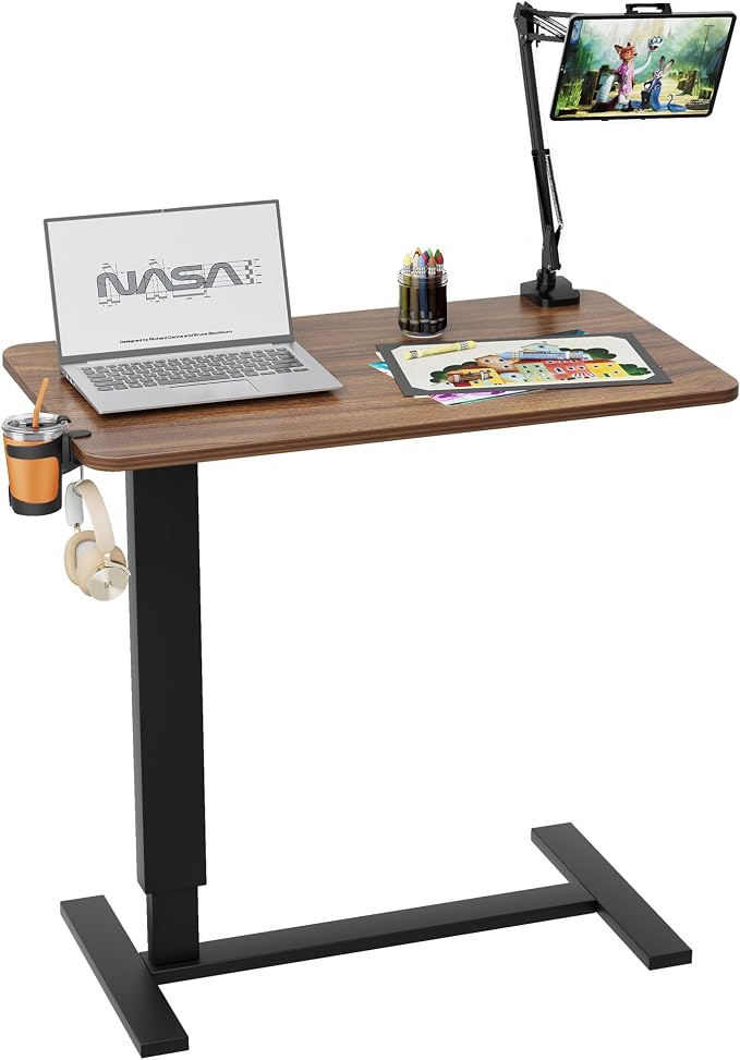Overbed Bedside Table with Wheels, Adjustable Hospital Bedside Desk, Rolling by NIUTN