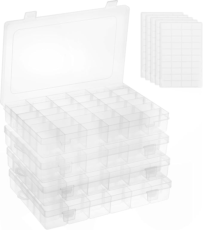 OUTUXED 4 Pack 36 Grids Plastic Bead Organizer Box by Outuxed