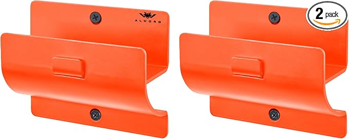 Ladder Hangers for Garage Wall Set of 2 Hooks- Orange Step Stool Hanger Wall by Alworg