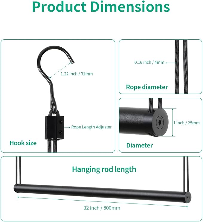 BaiNong Adjustable Closet Hanging Rod 32" Black Closet Rod Extender | Heavy - Image 4