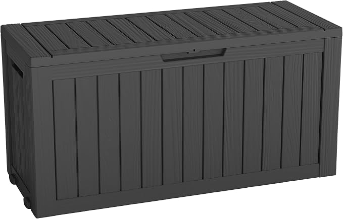 72 Gallon Deck Box Lockable Resin Outdoor Storage Box waterproof Outdoor by LHBGO