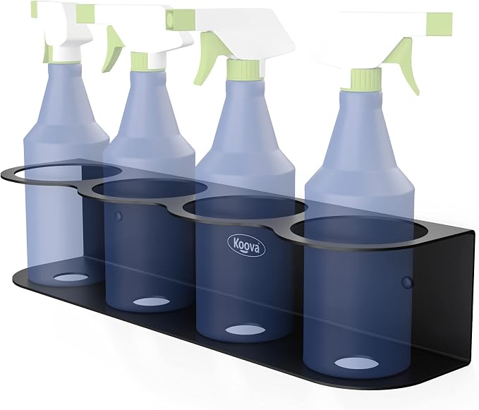 Koova 4 All-Purpose Spray Bottle Holder | Easy Install Wall Mount Hardware by Koova