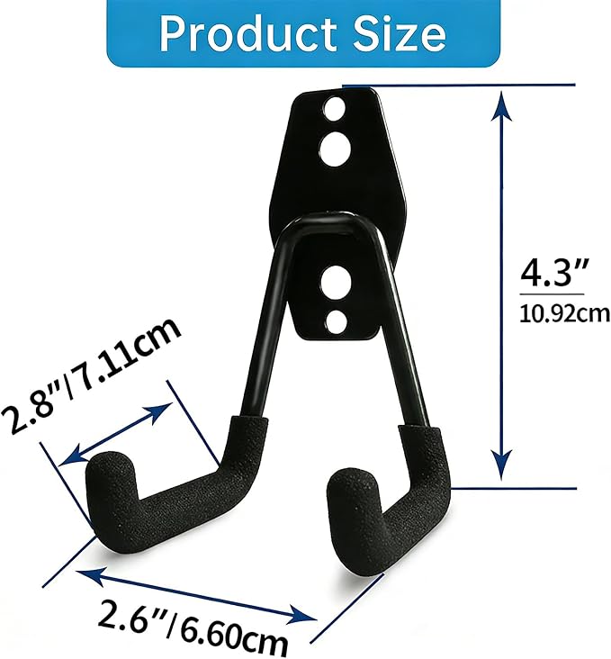 GeeWatom 2 Pack Garage Storage Utility Hooks，Garage Garden Tool Organizer，Steel - Image 2