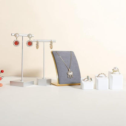 GemeShou Grey Necklace display stand, Velvet Jewelry necklace display holder - Image 3