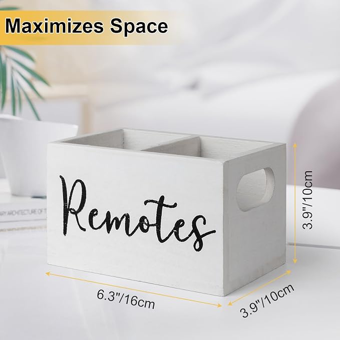 Remote Control Holder, Wooden TV Remote Holder - Image 2