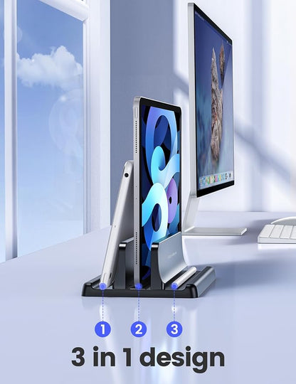 Vaydeer Vertical Laptop Stand Holder Organizer Plastic Adjustable Desktop - Image 2
