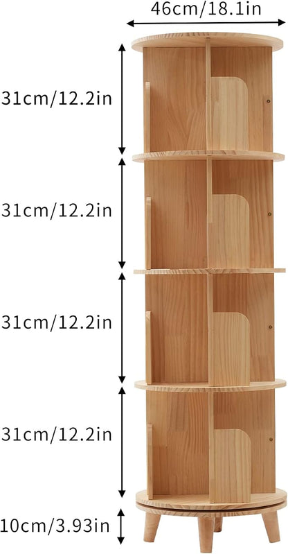 4 Tiers Rotating Bookshelf 360 Display Floor Standing Storage Rack - Image 3