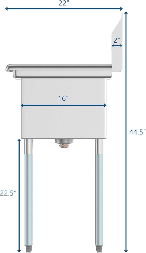 KoolMore 2 Compartment Stainless Steel NSF Commercial Kitchen Prep & Utility - Image 4