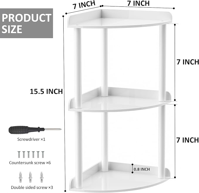 3 Tier Countertop Corner Organizer Shelf 7x7x15.7 Inch, Vanity Storage Organizer - Image 3