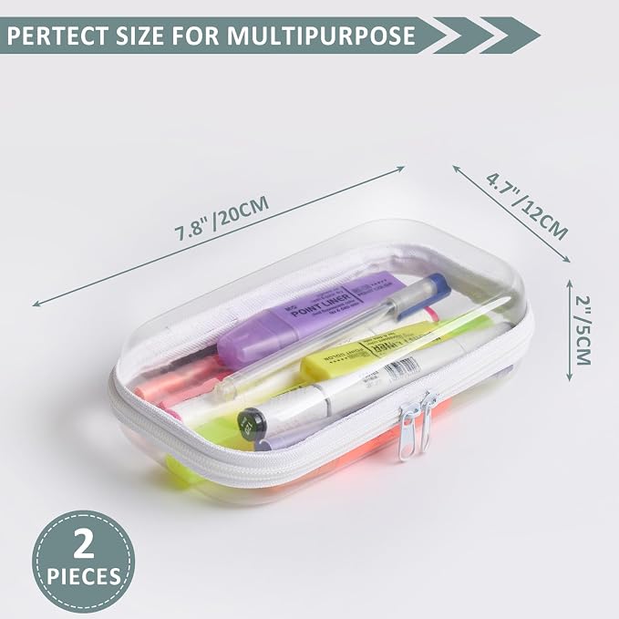 Set of 2 - Hard Sided Clear Zipper Case - Image 2