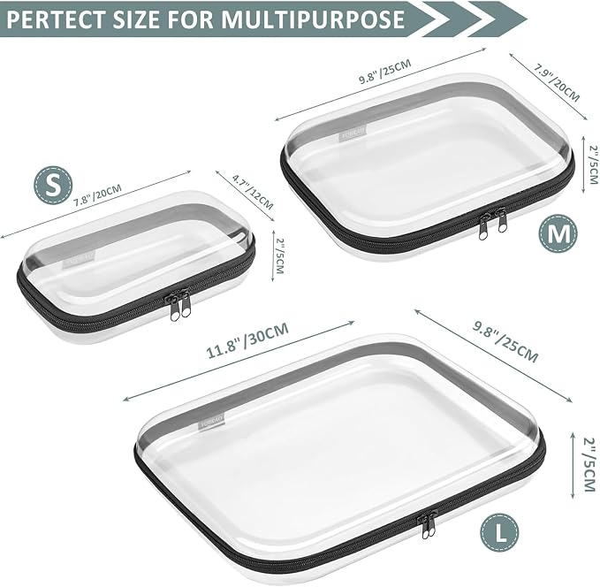 Hard Sided Clear Zipper Case for Storage- Professional-Grade Plastic Clear - Image 5