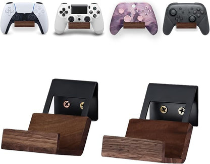 NIRVASH Walnut Controller Wall Mount, Wood Game Controller Holder Stand & by TechVibeJoy