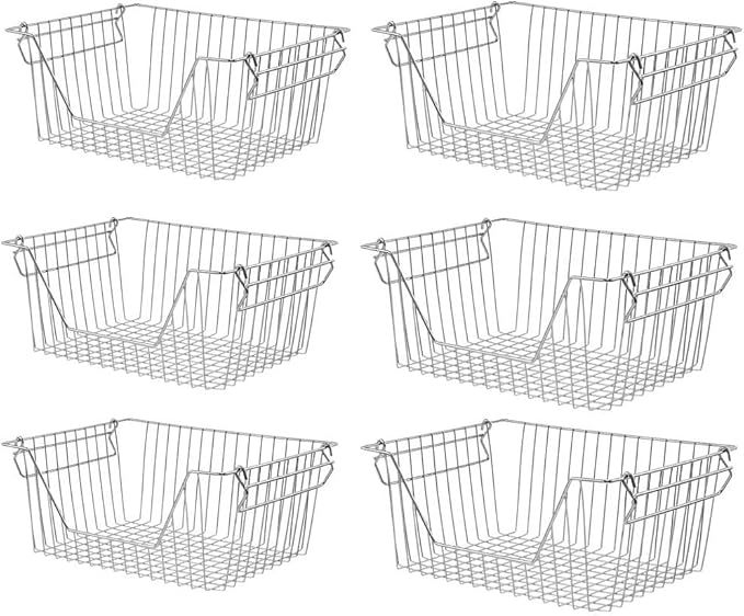 Stackable Wire Metal Baskets Storage Bins Fruit Vegetable Organization Pantry by blitzlabs