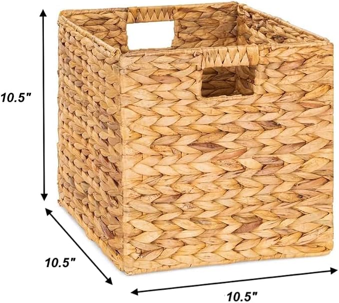 M4DECOR 10.5 x 10.5 Storage Cubes – Water Hyacinth Wicker Baskets - Image 2