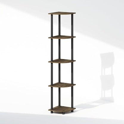 Furinno Turn-N-Tube Storage Shelves, 5-Tier Book Shelf, Corner Shelf, Toolless - Image 4