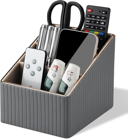 KINGFOM 3 Slot PU Leather Remote Controller Holder, Home Sundries Storage Box - Image 3