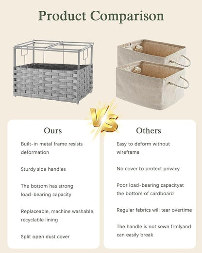 SETVSON Storage Basket with Lid, 9.2 Gal PE Rattan Trunk, 2 Separate Lids - Image 5