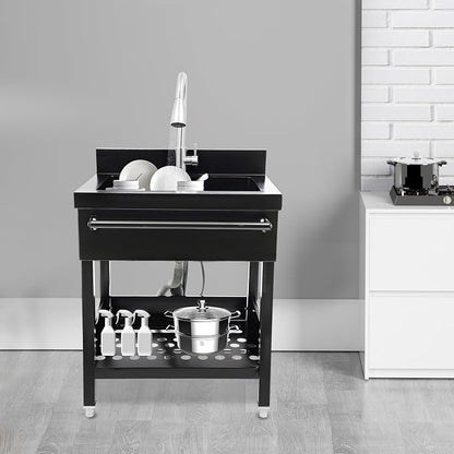 Stainless Steel Utility Sink, Free Standing Single Bowl Kitchen Sink - Image 8