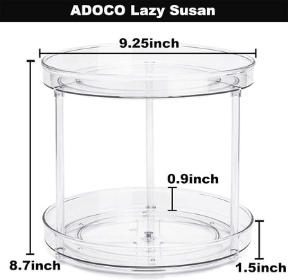 2 Tier Lazy Susan Bathroom Organizer, 9.25Inch Clear 360 Rotating Makeup - Image 6