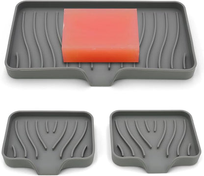 3-Pack Silicone Soap Dish, Sponge Holder by AIMAIAIMAI