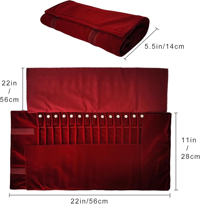 Portable Jewelry Roll Untangled Secure Necklace Travel Storage Bag Displays - Image 4