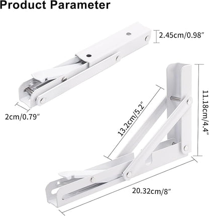 YUMORE Folding Shelf Brackets, 8 Inch Heavy Duty Collapsible Shelf Bracket - Image 2