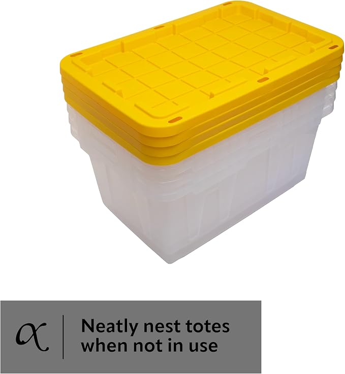 CX BLACK & YELLOW, 27-Gallon Heavy Duty Clear Storage Container & Snap-Tight Lid - Image 3