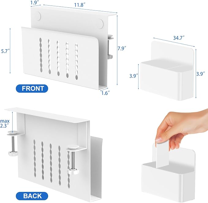 HAMOPY Desk Side Storage, Single-Layer Steel Hanging Desk Organizer - Image 3