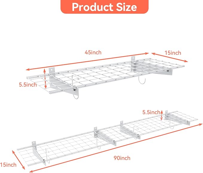 TORACK 2 Pack Garage Storage Wall Shelves - Image 3