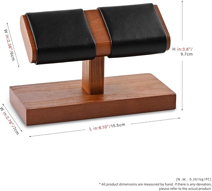 Oirlv Solid Wood Double Watch Display Stand Watch Bracelet Organizer（Black） - Image 9