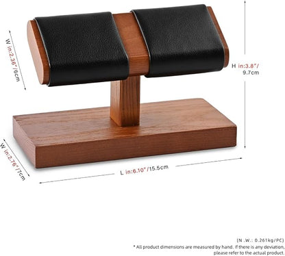 Oirlv Solid Wood Double Watch Display Stand Watch Bracelet Organizer（Black） - Image 9