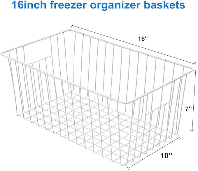 16inch Freezer Wire Storage Organizer Baskets, Household Refrigerator Bins - Image 2