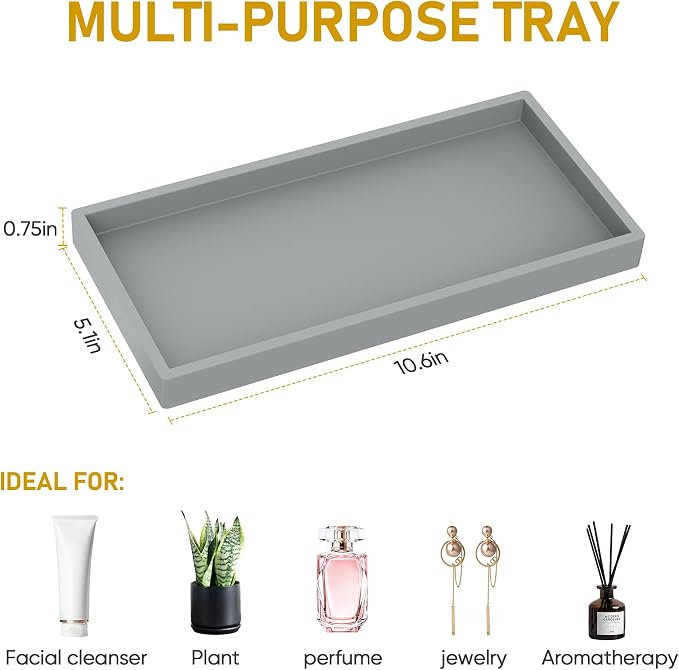 EG-SIPRO Bathroom Counter Tray, Rectangular, Shatterproof, Soap Dispenser Tray - Image 5