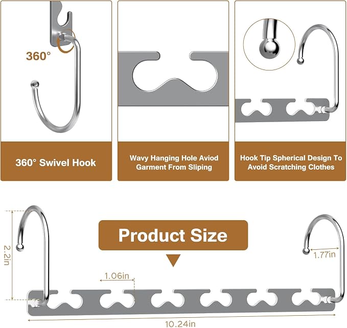Space Saving Hangers for Clothes 6 Pack, Sturdy Metal Hangers Wardrobe Organizer - Image 6