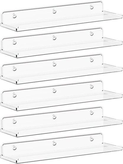 Lifewit Floating Shelves for Wall, 6 Pack 15" Clear Acrylic Shelf Room Decor by Lifewit