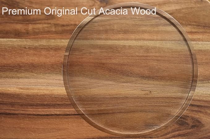12" Acacia Wood Lazy Susan Organizer Kitchen Turntable - Image 4