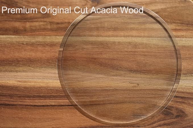 16" Acacia Wood Lazy Susan Organizer Kitchen Turntable - Image 4