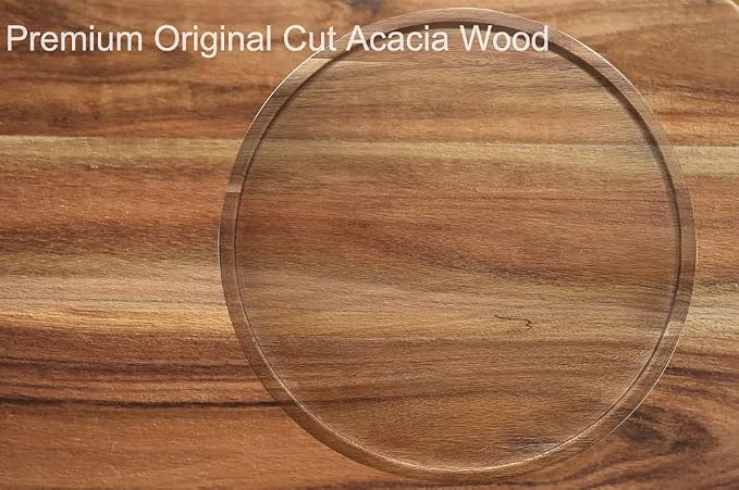 10" Two-Tier Acacia Wood Lazy Susan Organizer Kitchen Turntable - Image 4