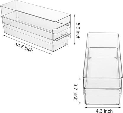 Plastic Storage Bins, 2 Pack Stackable Fridge Organizer Bins, Freezer Storage - Image 2