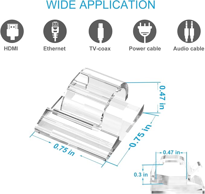 Adhesive Cable Clips Cord Organizer Clear, Outdoor Light Clips - Image 5