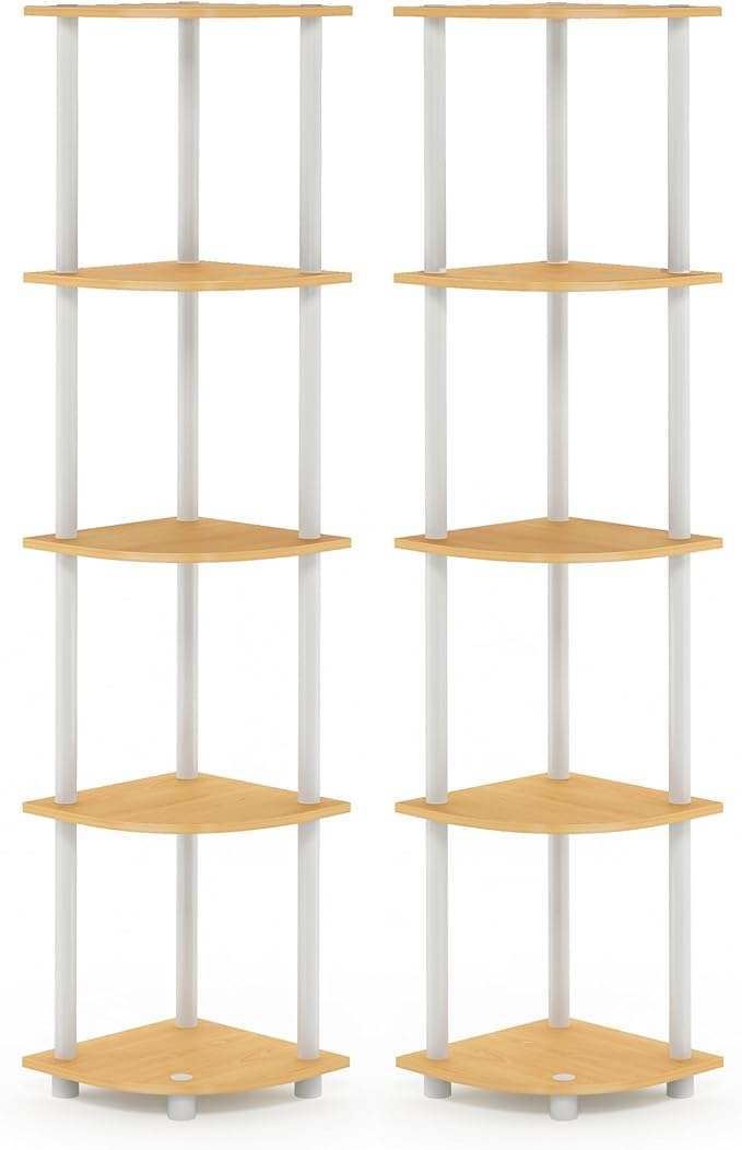 Furinno Turn-N-Tube Corner Shelf Set of 2, 5-Tier Corner Bookshelf, Open - Image 8