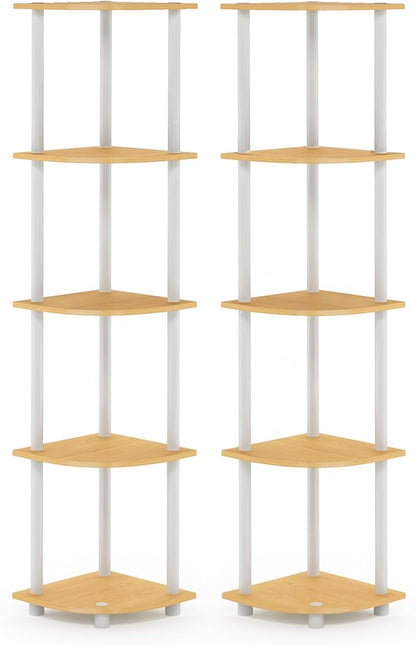 Furinno Turn-N-Tube Corner Shelf Set of 2, 5-Tier Corner Bookshelf, Open - Image 8