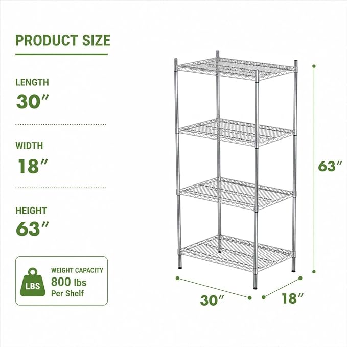 APLSS NSF 4-Tier Chrome Storage Shelves, Dry Environments, Commercial Heavy - Image 3